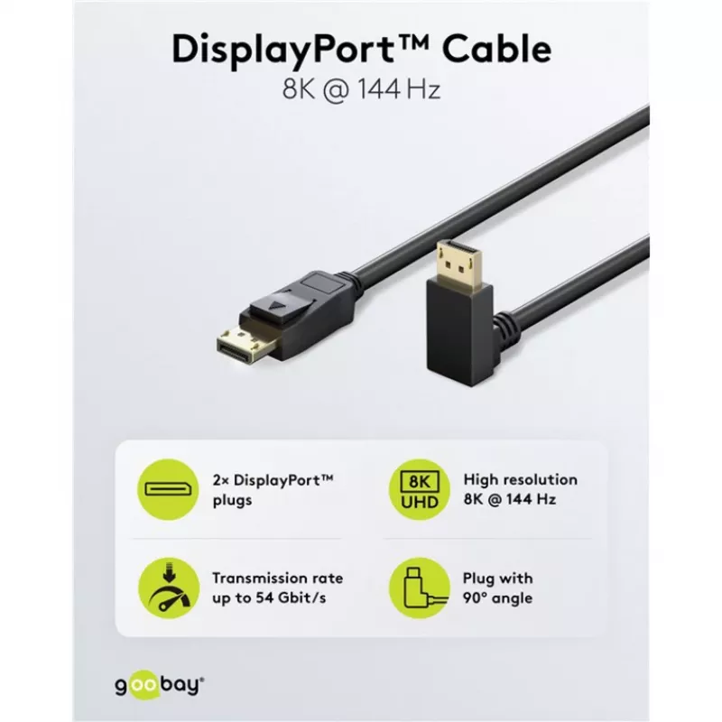 DisplayPort kábel WENTRONIC 77058 – 54 Gbit/s, až do 8K, 144 Hz