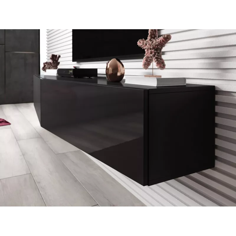 Cama TV stojan VIGO SLANT 180cm (2x90) čierny/čierny lesklý
