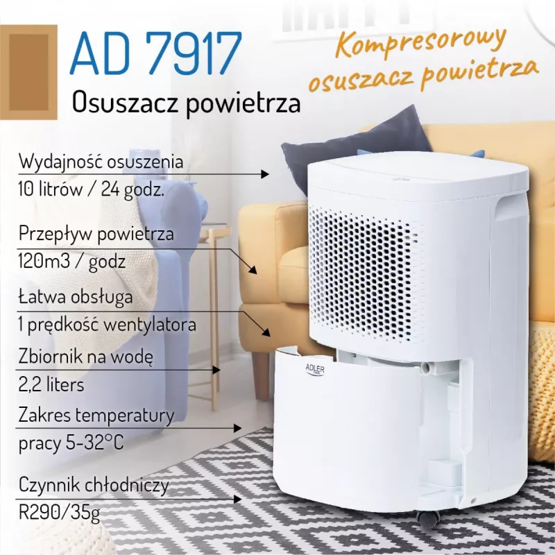 Adler AD 7917 kompresorový odvlhčovač vzduchu