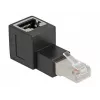 DeLOCK RJ45 konektor samec na RJ45 konektor samica adaptér kat.6A 90° zahnutý (nahor) čierny