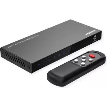ROLINE 8K HDMI prepínač, 4-násobný, s IR diaľkovým ovládačom