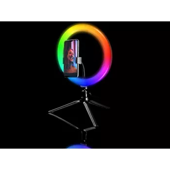 Prstencová lampa RGB 26 cm so statívom