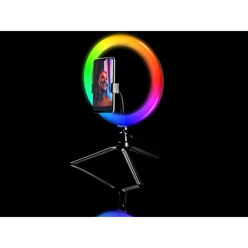 Prstencová lampa RGB 26 cm so statívom