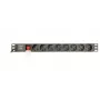 Napájacia rozvodnica GEMBIRD EG-PDU-014 — 8× zásuvka Type-F, 16 A, 3 m kábel, 1U rack, 3680 W, čierna