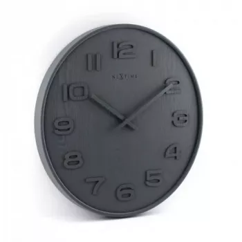 NeXtime 3096GS - nástenné hodiny - quartzové hodiny - okrúhle - sivá - drevo - dospelí