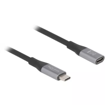 Delock 81202 predlžovací kábel USB-C 40 Gbps, vidlica – zásuvka, PD 240 W, 2 m, sivý