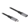 Delock 81202 predlžovací kábel USB-C 40 Gbps, vidlica – zásuvka, PD 240 W, 2 m, sivý