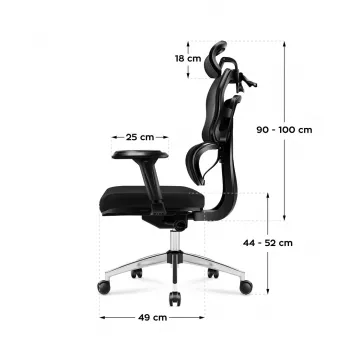 Kancelárska otočná stolička mark adler Expert 4.9 model 5701-65776 — sieťovina, nastaviteľná opierka hlavy, bedrová opierka, výška sedu 44–52 cm, max. zaťaženie 150 kg