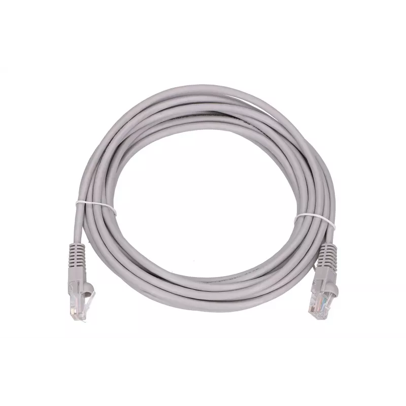 Sieťový patch kábel Extralink Cat5e UTP 5 m — RJ-45 na RJ-45, sivý
