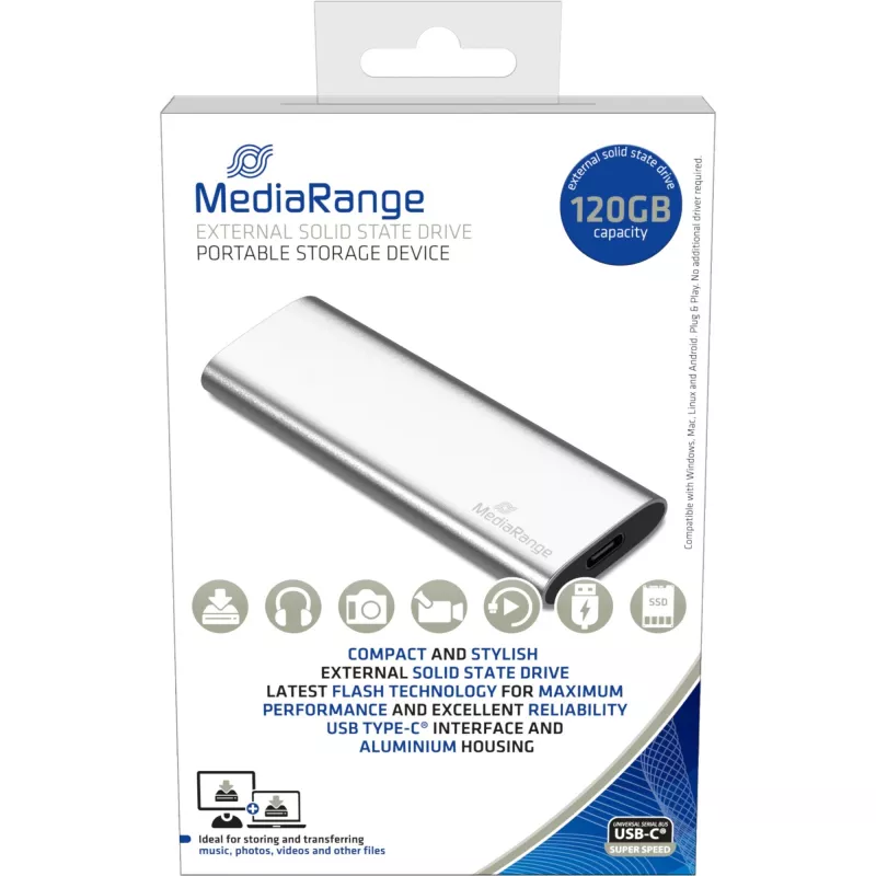 SSD disk MediaRange 120 GB M.2 USB Type-C 3.2 Gen 2 MR1100