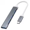 USB hub VAKOSS TC-4125X — 1× USB 3.0 Type-A, 3× USB 2.0 Type-A, hostiteľ: USB Type-C, strieborný