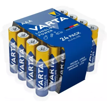Alkalický balíček batérií Varta AAA (R3) Longlife Power — 24 kusov