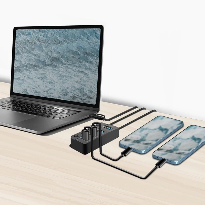 USB 3.2 Gen1 HUB, 4x USB-A vypínač
