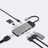 USB‑Type‑C hub Green Cell HUBGC01 — 7 portov: 3×USB‑A 3.2 Gen 1, 1×USB‑C 3.2 Gen 1, HDMI, microSD+SD čítačka kariet — strieborný