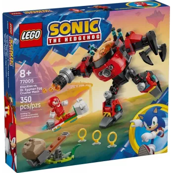 LEGO stavebná hračka sada Sonic the Hedgehog 77005 Knuckles vs Dr Eggman Egg Crusher Mech, 350 dielov, vek 8+