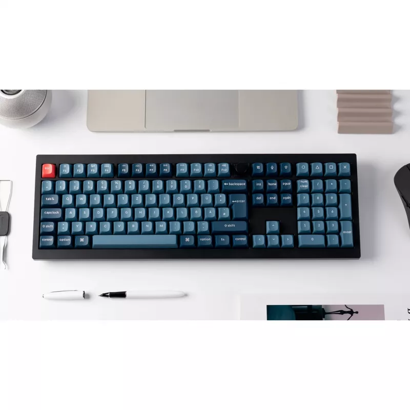 V6 Max, herná klávesnica čierna/modro-sivá, DE-layout, Gateron Jupiter Red, Hot-Swap, RGB
