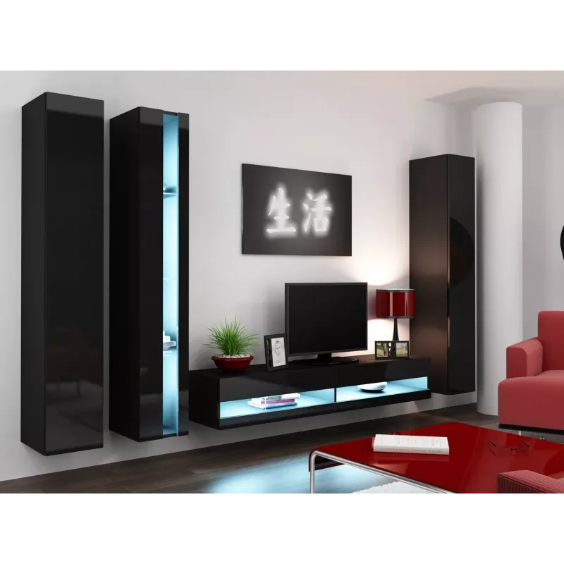Cama regál VIGO NEW 180/40/30 čierna/čierna lesk