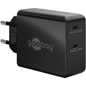 Interiérová nabíjačka Goobay 61757 rýchle nabíjanie USB Type-C 2 porty čierna