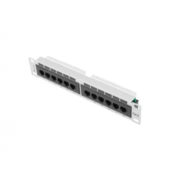 Patch panel LANBERG PPU6-9012-S, 12-port Cat6, kov, sivý