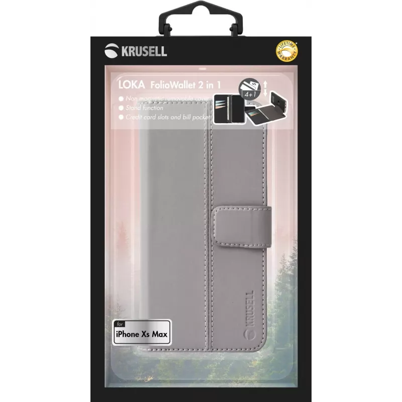 Puzdro s klopou Krusell Loka iPhone XS Max 16,5 cm sivé