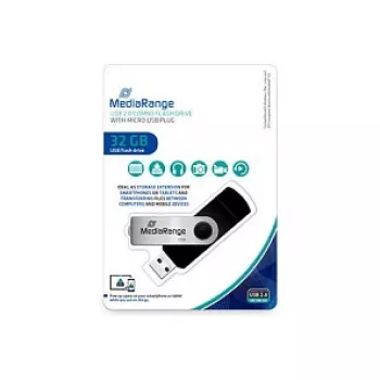 MediaRange MR932 - USB flash disk - 32 GB - USB 2.0 / Micro-USB - čierny/strieborný (MR932-2)