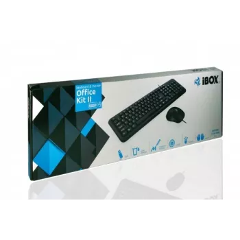 iBox OFFICE KIT II sada klávesnica-myš s USB, QWERTY, angličtina, čierna
