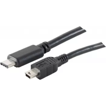 USB kábel S/CONN 77144-1.0 USB 2.0 1 m USB C Mini-USB B čierny