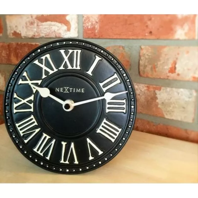 NeXtime hodiny 5187zw London Table, Ø16 cm, nástenné, čierne/biele