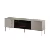 TV skrinka s krbom Cama Meble TRESSE 180x40x54,5 cm — čierny rám, vrchná doska cashmere matná