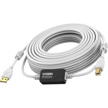 Vision White USB 2.0 kábel 15m USB A na USB B 0,48 Gbit/s