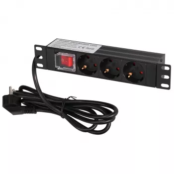 Extralink 10 1U 3 zásuvky EU Type Power PDU s vypínačom PDU 3-EU