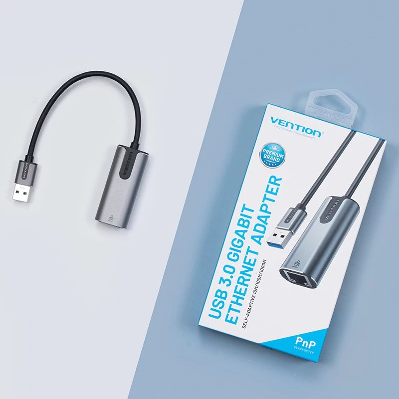 Vention USB 3.0-A na Gigabit Ethernet adaptér sivý 0,15 m hliníková zliatina typ