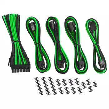 Sada predlžovacích káblov CableMod CM-CAB-CKIT-N86KKLG-R — 8+6-pin napájacie predlžovacie káble, čierna/zelená