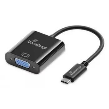 USB-C na VGA video konvertor MediaRange MRCS229 20 cm — čierny káblový adaptér