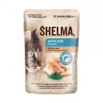 SHELMA s treskou v omáčke - mokré krmivo pre mačky - 85 g