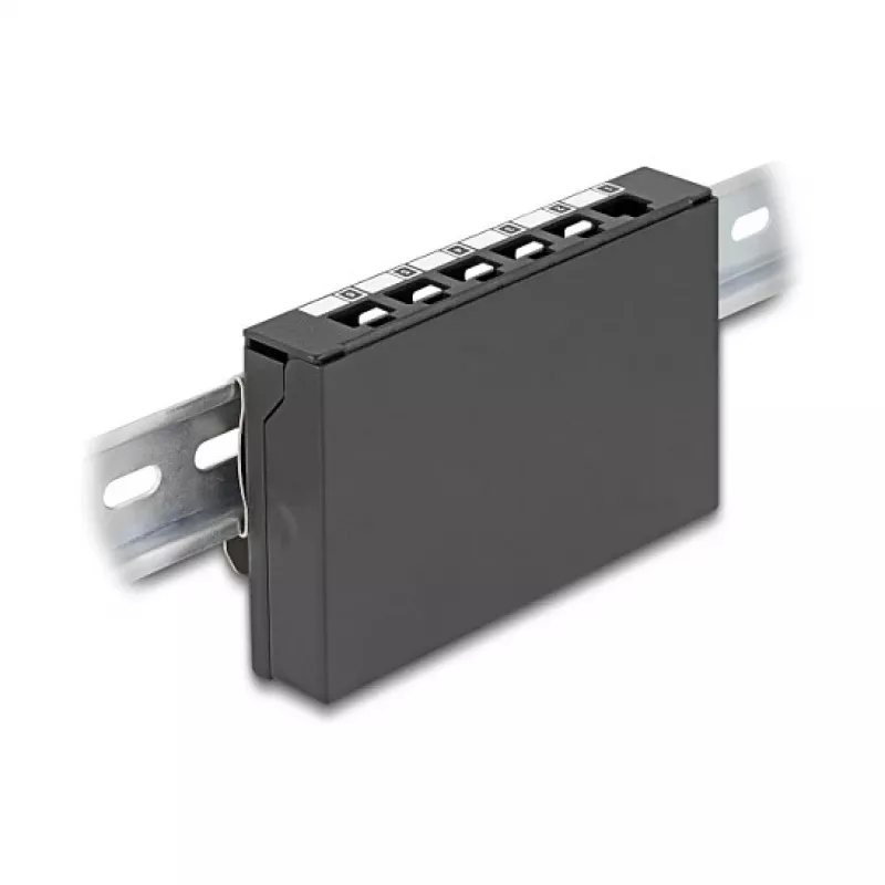 DELOCK zaslepovací panel 6-port pre Keystone RJ moduly, čierny, kov, pre montáž na stôl/stenu/lištu DIN