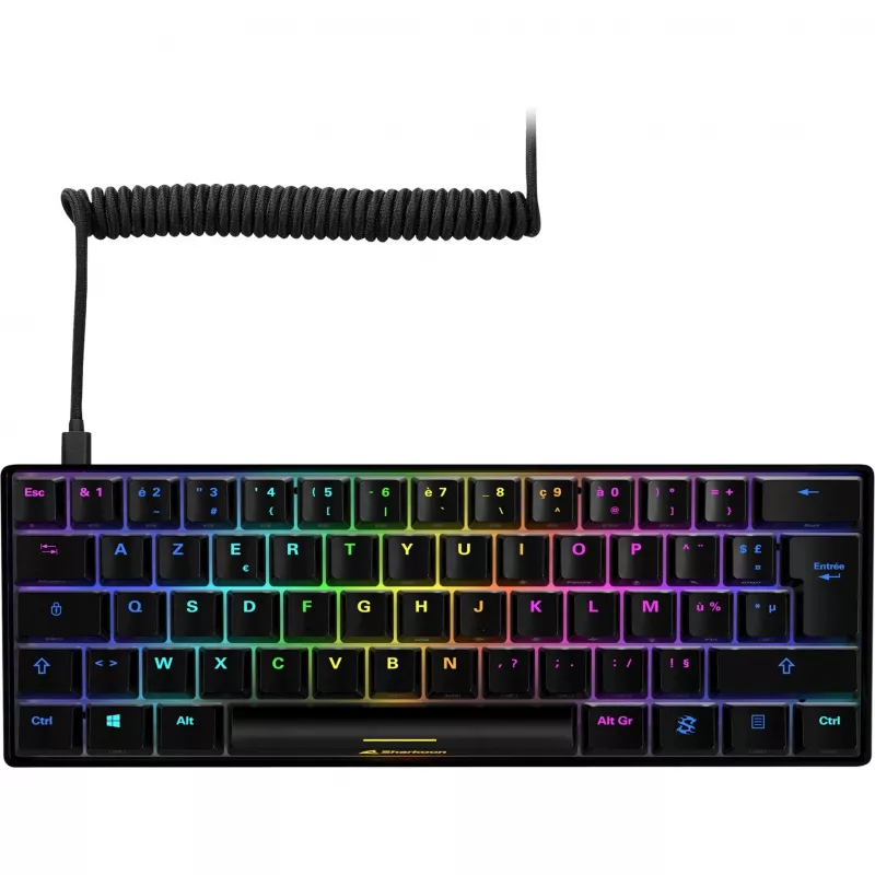 Sharkoon SGK50 S4 klávesnica herná USB AZERTY francúzska čierna 60% RGB LED