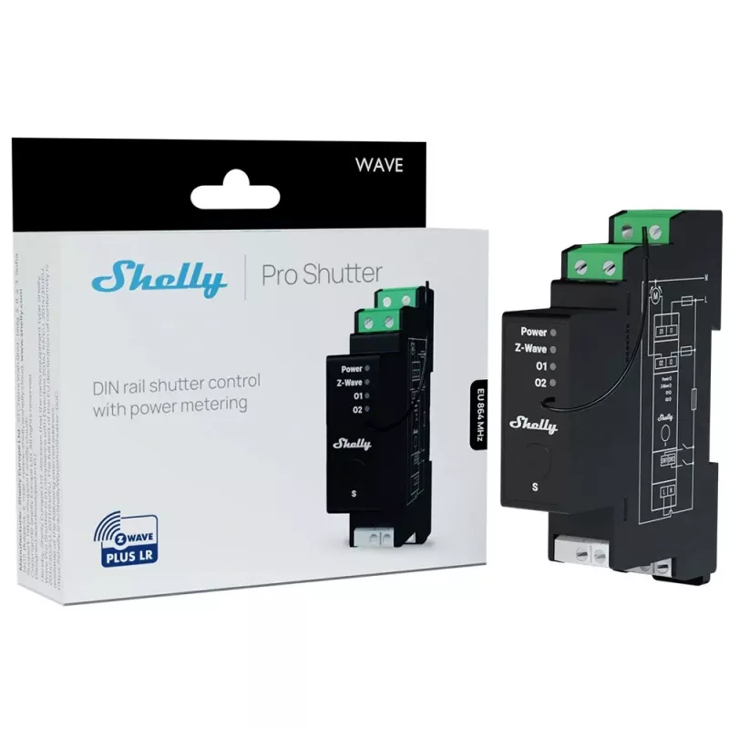 Inteligentný DIN-lištový kontrolér Z-Wave SHELLY Wave Pro Shutter LR