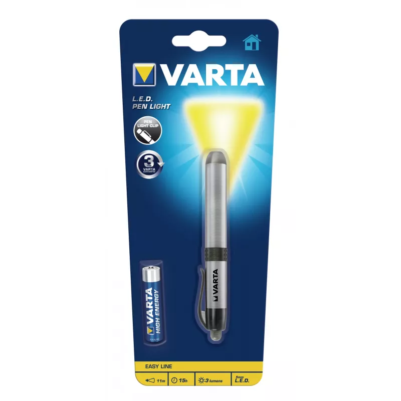 Varta -LEDPL - pin blikajúce svetlo - strieborná - hliník - LED - 1 lampa - 3 lm