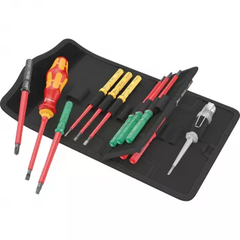 Kraftform Kompakt VDE 16 Universal 1 Tool Finder, 16-dielna, skrutkovače červená/žltá, vrátane nástrčnej rukoväte, skúšačka fáz, VDE vymeniteľné čepele