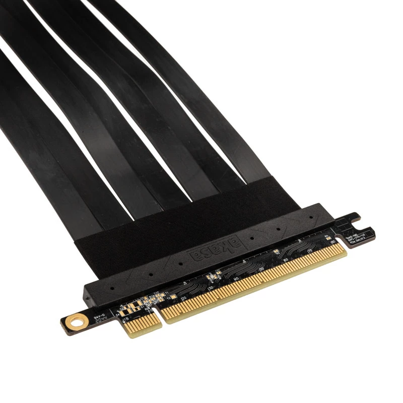 Akasa Riser Black X2 Mark IV Premium PCIe 4.0 x16 riser kábel, 20 cm, AK-CBPE03-20B