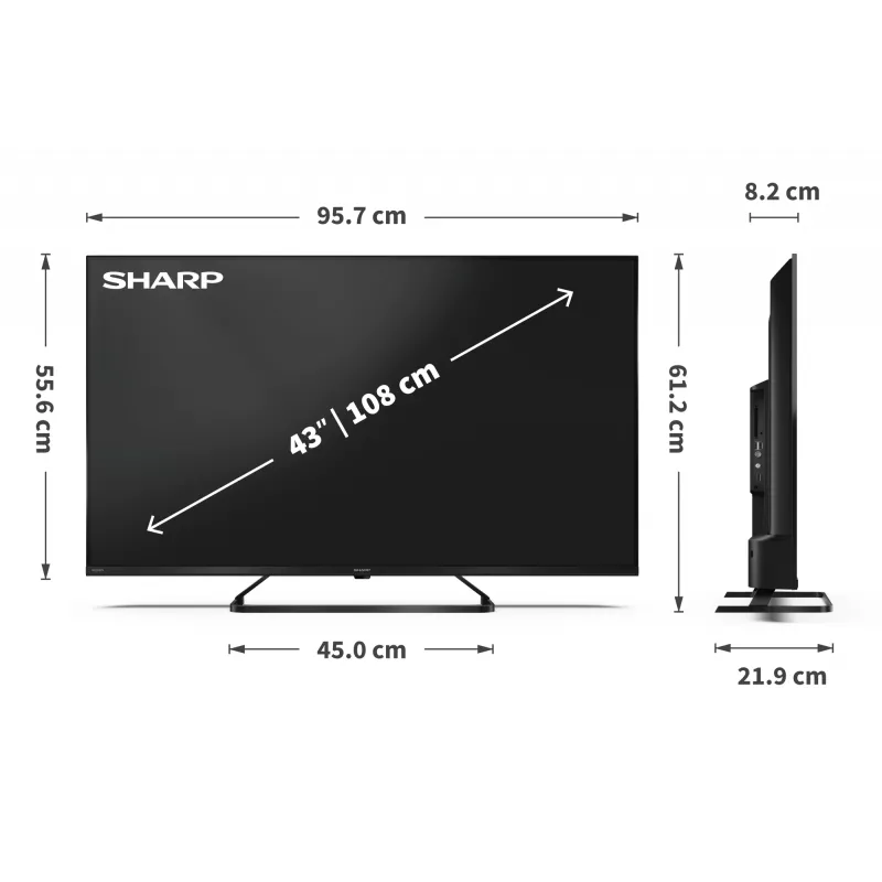 Sharp 43HP6265E TV Google UHD čierna