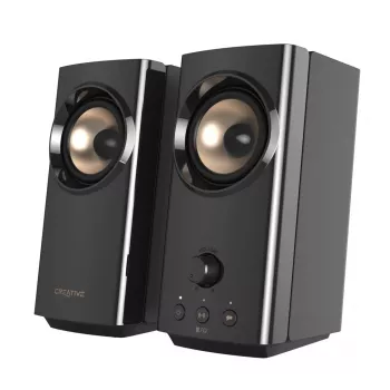 CREATIVE T60 2.0 kompaktné Hi-Fi stolové reproduktory s čistým dialógom a surround cez Sound Blaster SmartComms Kit, USB-C audio, mikrofón a headset konektory B