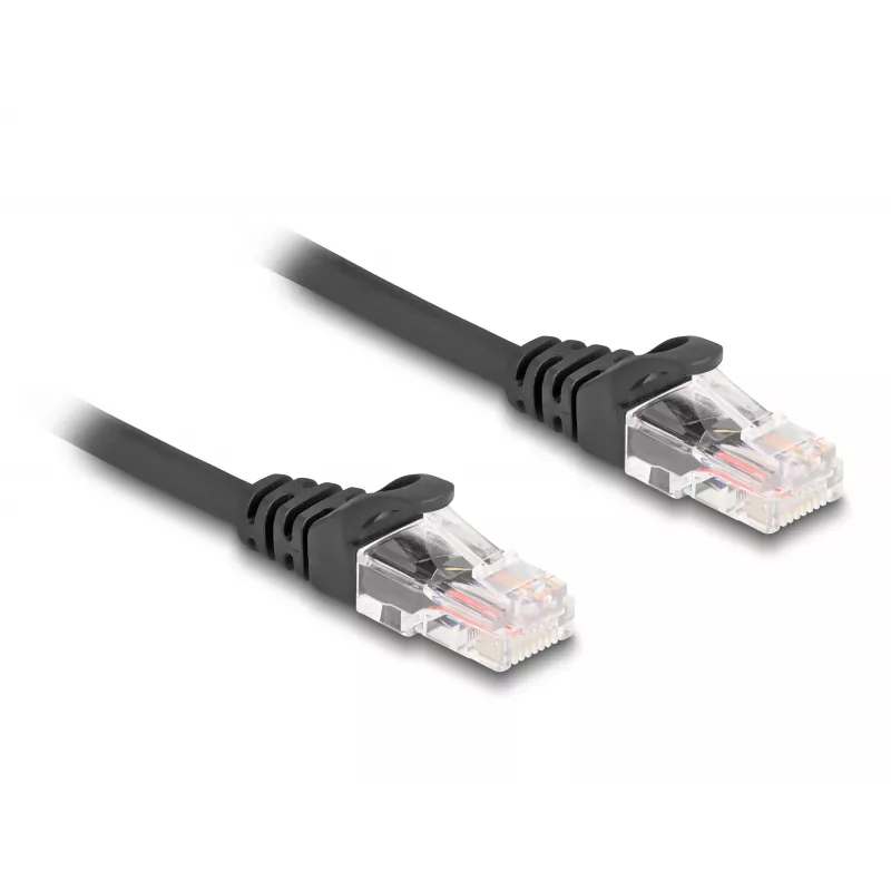 DeLOCK RJ45 špirálový kábel, samec – samec, Cat.5e, 2 m, čierny