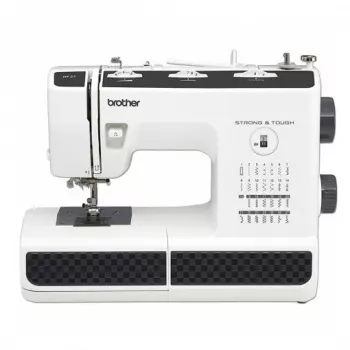 Šijací stroj Brother HF-27 — 27 integrovaných stehov, šírka stehu 6,5 mm, dĺžka stehu 4 mm, voľné rameno, automatické navliekanie nite