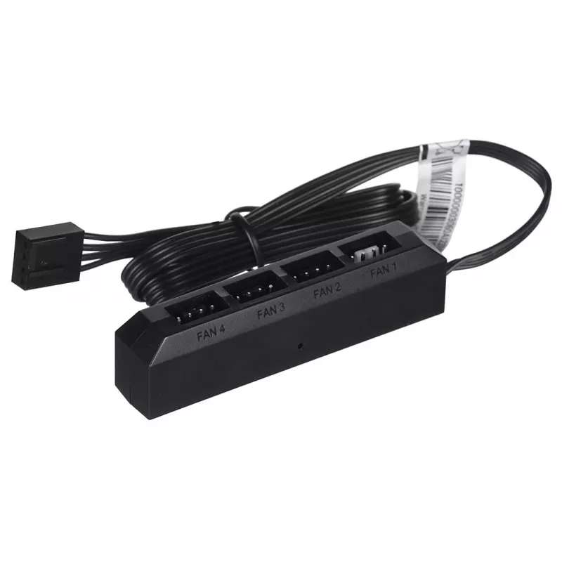 Hub ventilátorov DeepCool FH-04 – 20-pinový ATX na 4× 3-pin Molex, 0,55 m kábel, čierny