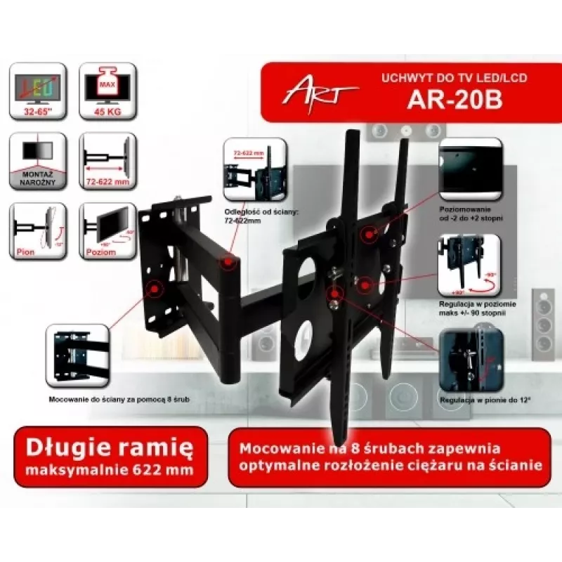 LCD držiak AR-20B 32-55 palcov 45kg H/V