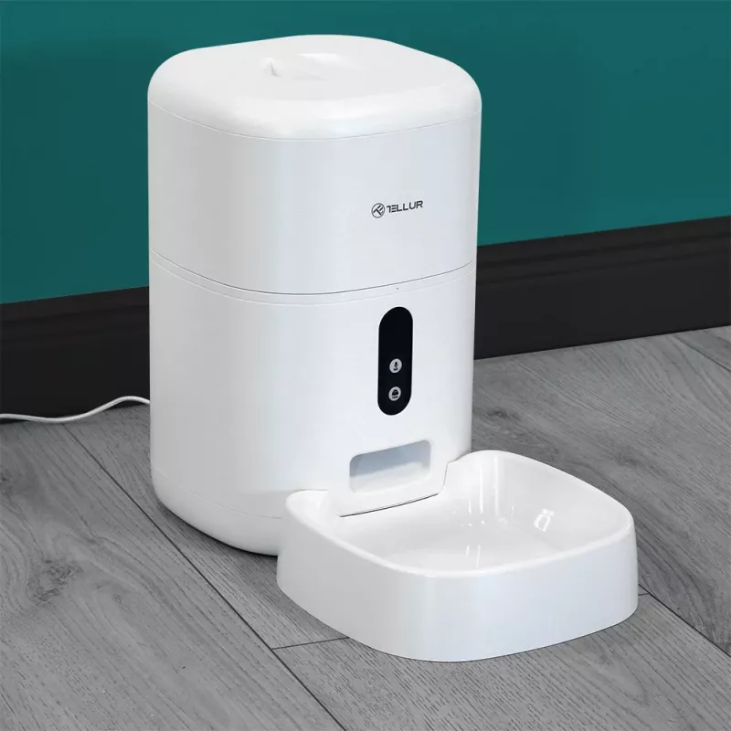 Automatický dávkovač krmiva Tellur TLL331461 s UltraHD kamerou, 4 l, biela