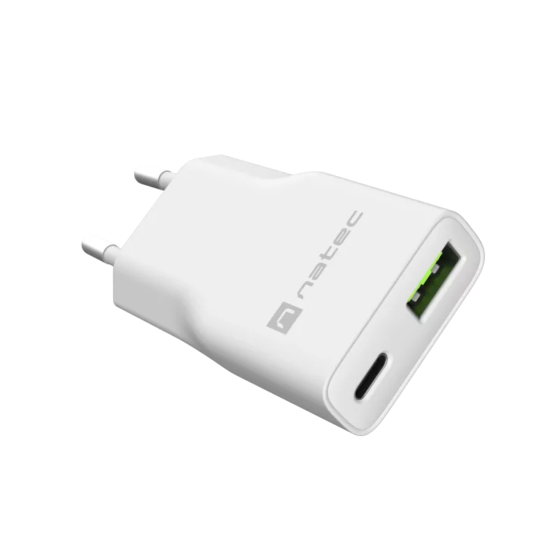 Napájací zdroj NATEC Ribera NUC-2376 — 1× USB-A, 1× USB-C, 3 A výstup