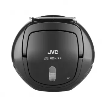 Prenosný CD prehrávač JVC RD‑E221B — čierna, CD/MP3, kazetový deck, USB prehrávanie, UKW rádio, AUX, batériová/sieťová prevádzka